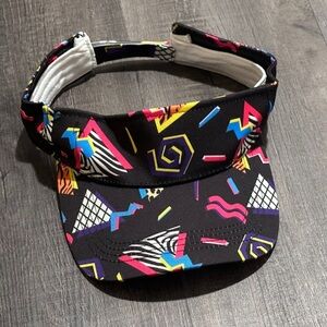 Colorful Geometric Pattern Women's Visor Hat 80’s Fun